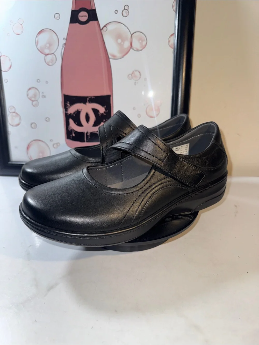 Propet Golda Black Leather Mary Jane Flats - Women’s Size 9.5W